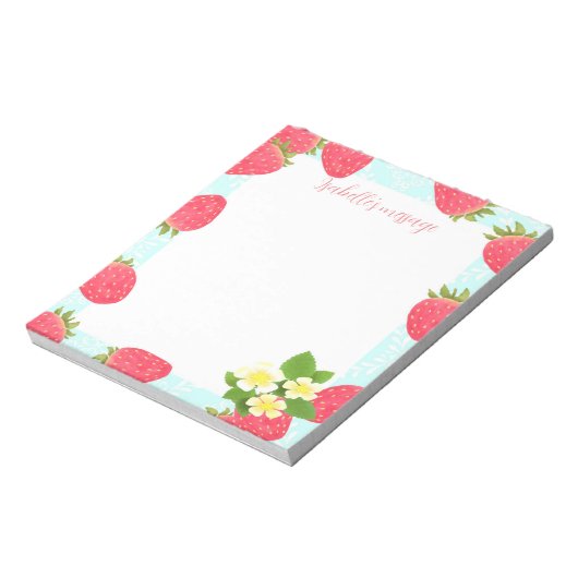 Strawberry Blank Blue Notizblock (Rotiert)