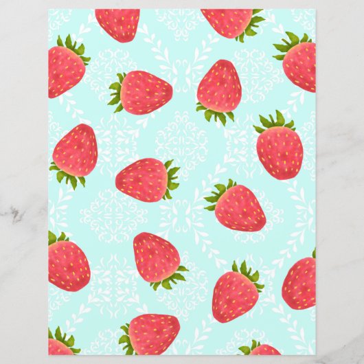 Strawberry Blank Blue Stationery Paper (Rückseite)