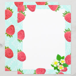 Strawberry Blank Blue Stationery Paper