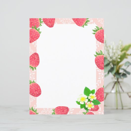 Strawberry Blank Peach Stationery Paper (Stehend Vorderseite)
