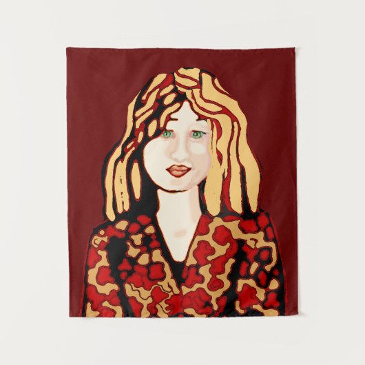 Strawberry blonde haarige Lass Tapestry Wandteppich (Vorderseite)