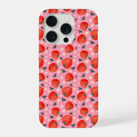 Strawberry Bloom Pattern iPhone Hülle (Rückseite)