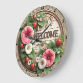 Strawberry Bloom Welcome Farm Clock Große Wanduhr (Winkel)