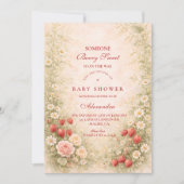Strawberry Blossom Baby Shower Einladung (Vorderseite)
