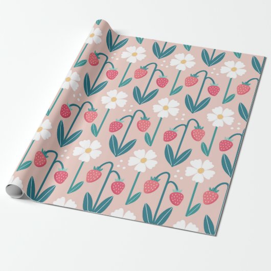 Strawberry Blossom Delight Geschenkpapier (Ungerollt)