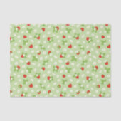 Strawberry Blossom Grün, Rot und Weiß Seidenpapier (Vorderseite)