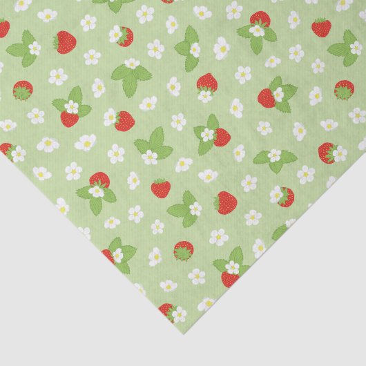 Strawberry Blossom Grün, Rot und Weiß Seidenpapier (Ausschnitt)