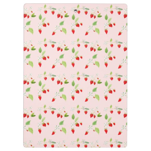 Strawberry Blossom Muster Monogram Klemmbrett (Rückseite)