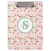 Strawberry Blossom Muster Monogram Klemmbrett (Vorderseite)