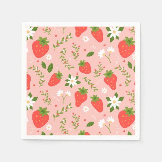 Strawberry Blossom Serviette (Vorderseite)