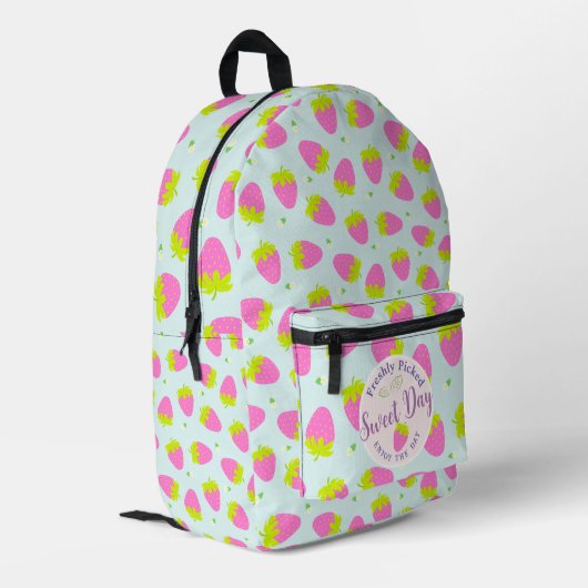 Strawberry Blue Bedruckter Rucksack (Rückseitige Ecke links)