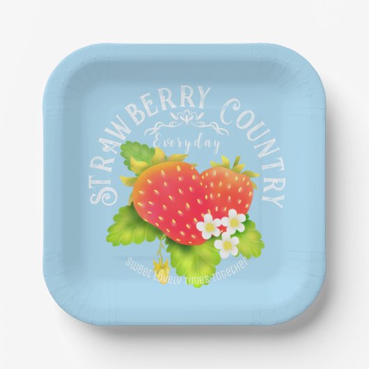 Strawberry Blue Design. Pappteller (Vorderseite)