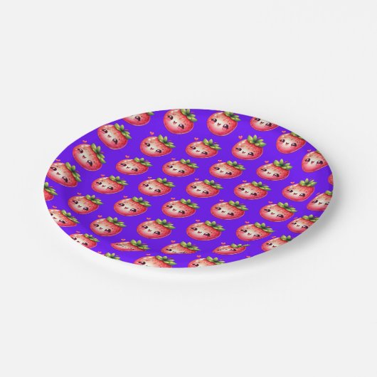 Strawberry  Blue-magenta Pappteller (Schrägansicht)