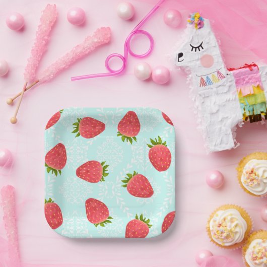 Strawberry Blue Pappteller (Party)