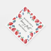 Strawberry Blueberry Berry First Girl 1. Geburtsta Serviette (Ecke)