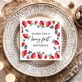 Strawberry Blueberry Berry First Girl 1. Geburtsta Serviette