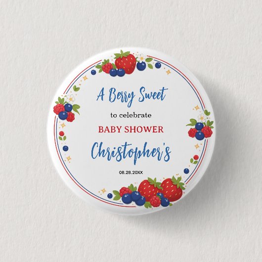 Strawberry Blueberry Berry Sweet Baby Shower Button (Vorderseite)
