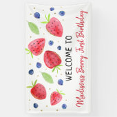 Strawberry Blueberry Berry Sweet Birthday Banner (Vertikal)