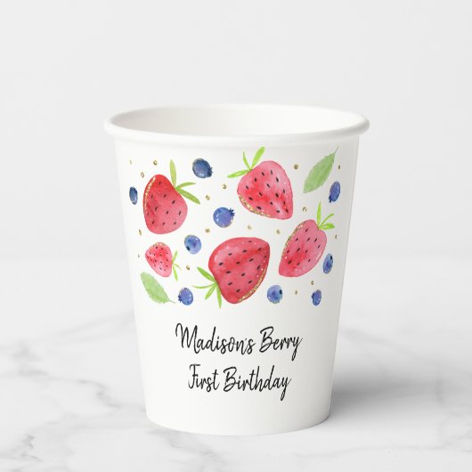 Strawberry Blueberry Berry Sweet Birthday Pappbecher (Rückseite)