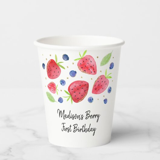 Strawberry Blueberry Berry Sweet Birthday Pappbecher (Vorderseite)