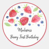 Strawberry Blueberry Berry Sweet Birthday Runder Aufkleber (Vorderseite)