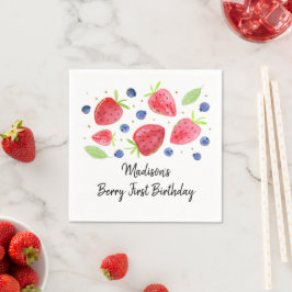 Strawberry Blueberry Berry Sweet Birthday Serviette