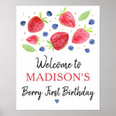Strawberry Blueberry Berry Sweet Birthday Willkomm Poster (Vorne)
