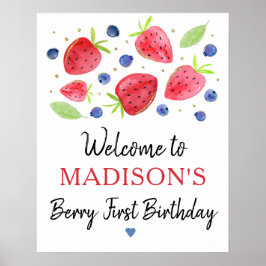 Strawberry Blueberry Berry Sweet Birthday Willkomm Poster
