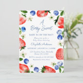 Strawberry Blueberry Berry Sweet Boy Baby Dusche Einladung (Stehend Vorderseite)
