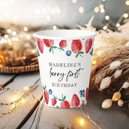 Strawberry Blueberry Berry Sweet Girl Birthday Pappbecher