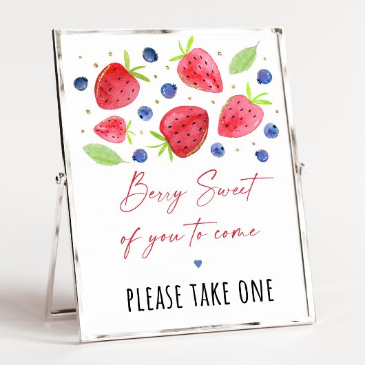 Strawberry Blueberry Birthday Favor Sign Poster