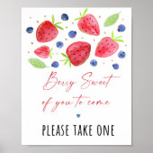 Strawberry Blueberry Birthday Favor Sign Poster (Vorne)