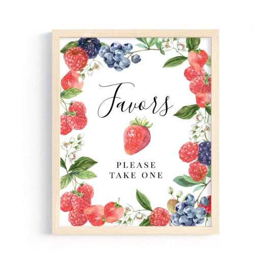 Strawberry Blueberry Favors - Please Take One Sign Poster