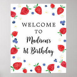 Strawberry Blueberry Geburtstag Willkommen Poster