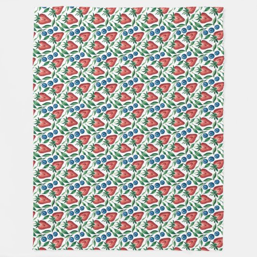 Strawberry Blueberry Muster für Wasserfarbe Fleecedecke (Vorderseite)