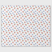 Strawberry Blueberry Pattern Berry Sweet White Geschenkpapier (Flach)