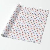 Strawberry Blueberry Pattern Berry Sweet White Geschenkpapier (Ungerollt)