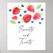 Strawberry Blueberry Süßigkeiten & Leckereien Unte Poster (Vorne)
