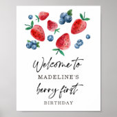 Strawberry Blueberry Sweet Berry Birthday Willkomm Poster (Vorne)