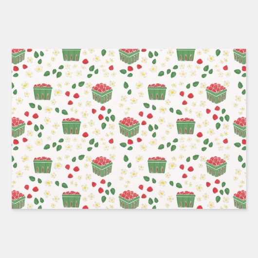 Strawberry Blume Erdbeere Fields Berry First Geschenkpapier Set (Vorderseite 3)