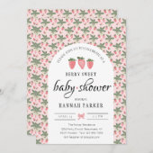 Strawberry & Blume Kinderdusche Einladung (Vorne/Hinten)