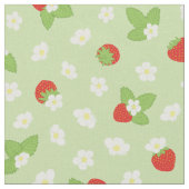 Strawberry Blumengrün Roter Dopamin Print Stoff (Nahaufnahme)