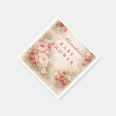 Strawberry Blush Floral Baby Shower Serviette (Ecke)