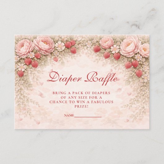 Strawberry Blush Floral Diapper Raffle Begleitkarte (Vorderseite)
