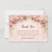 Strawberry Blush Garden Celebration 1st Birthday Dankeskarte (Vorderseite)