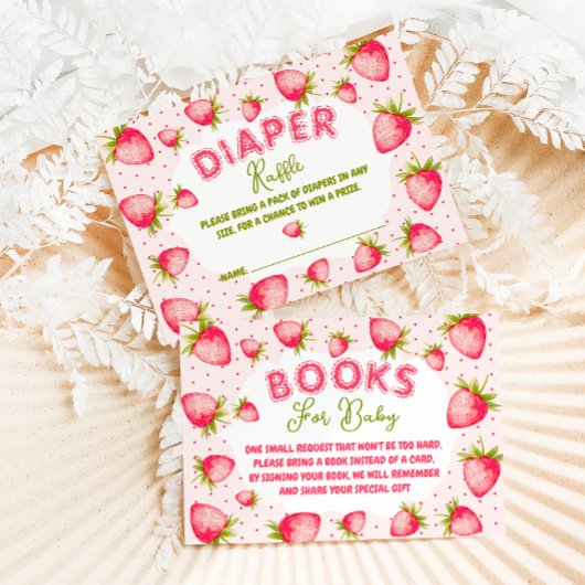 Strawberry Books for Baby Girl Baby Shower Begleitkarte