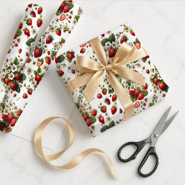 Strawberry Botanical Gift Wrapping Paper Geschenkpapier