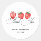 Strawberry Bow Baby Shower Thank You Runder Aufkleber (Vorderseite)