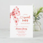 Strawberry Bow Beere Sweet Baby Dusche Einladung (Stehend Vorderseite)