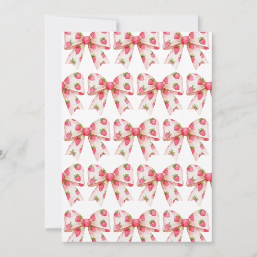 Strawberry Bow Birthday Einladung (Rückseite)